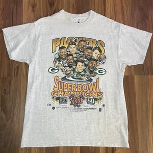 Vintage 1997 Green Bay Packers Super Bowl XXXI Champions T-shirt Men’s L Gray